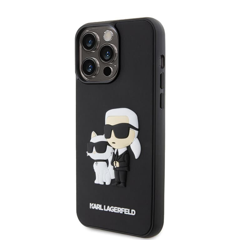 Karl Lagerfeld iPhone 15 Pro Max Hoesje | TPU Achtercover 3D Rubber NFT K&C Zwart