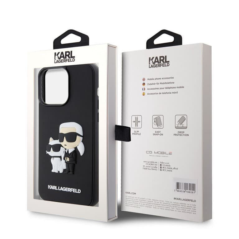 Karl Lagerfeld iPhone 15 Pro Max Hoesje | TPU Achtercover 3D Rubber NFT K&C Zwart