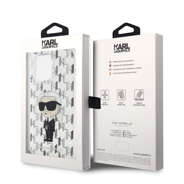 Karl Lagerfeld iPhone 15 Pro Max Case | Ikonik Monogram TPU Hardcase