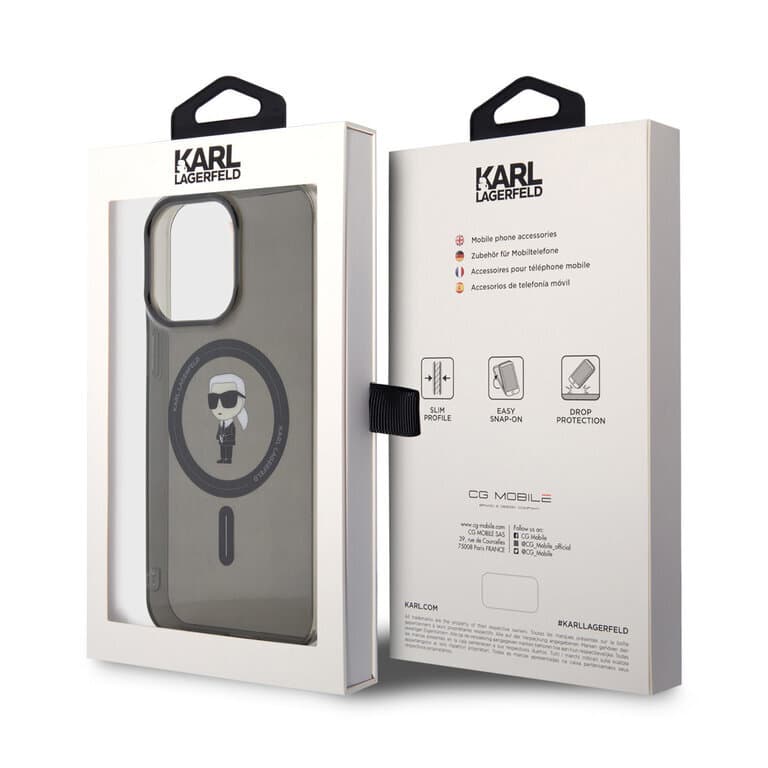 Karl Lagerfeld iPhone 15 Pro Max Hardcase | MagSafe Compatibel Ikonik Zwart