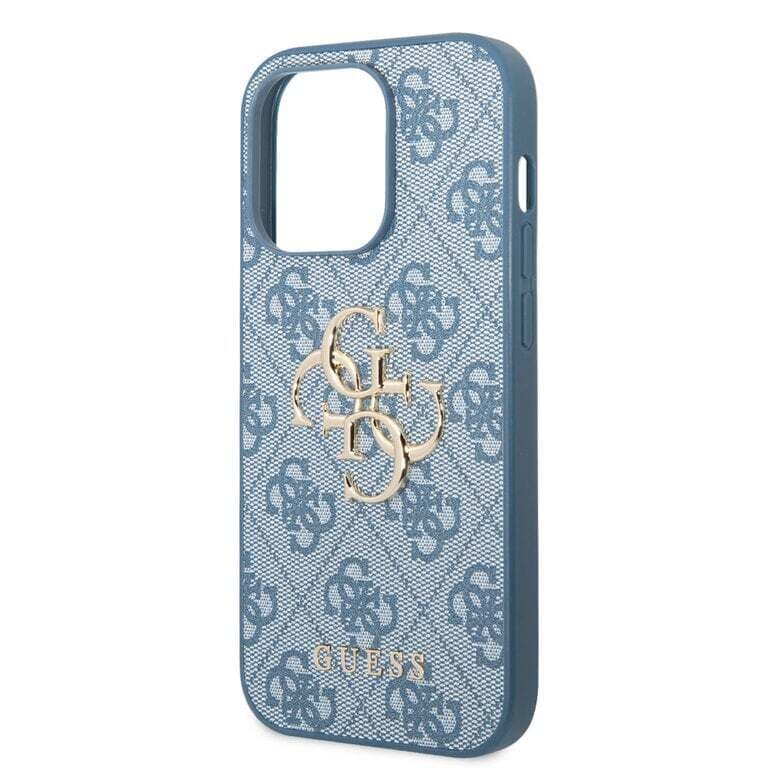Guess iPhone 14 Pro Max Hardcase Achtercover - 4G - Groot Metalen Logo - Blauw