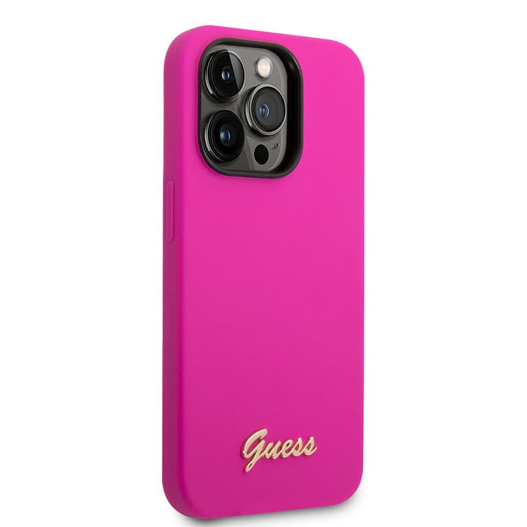 Guess iPhone 14 Pro Max Siliconen Backcover met Metalen Logo