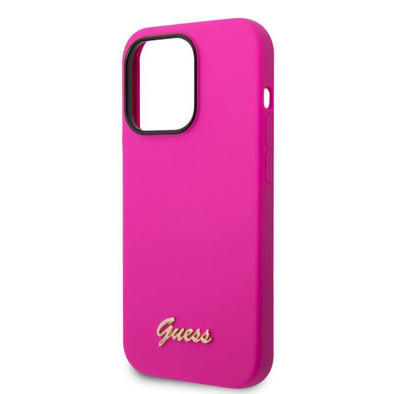 Guess iPhone 14 Pro Max Siliconen Backcover met Metalen Logo
