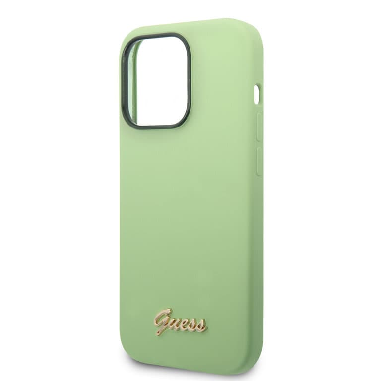 Guess iPhone 14 Pro Max Siliconen Backcover met Metalen Logo
