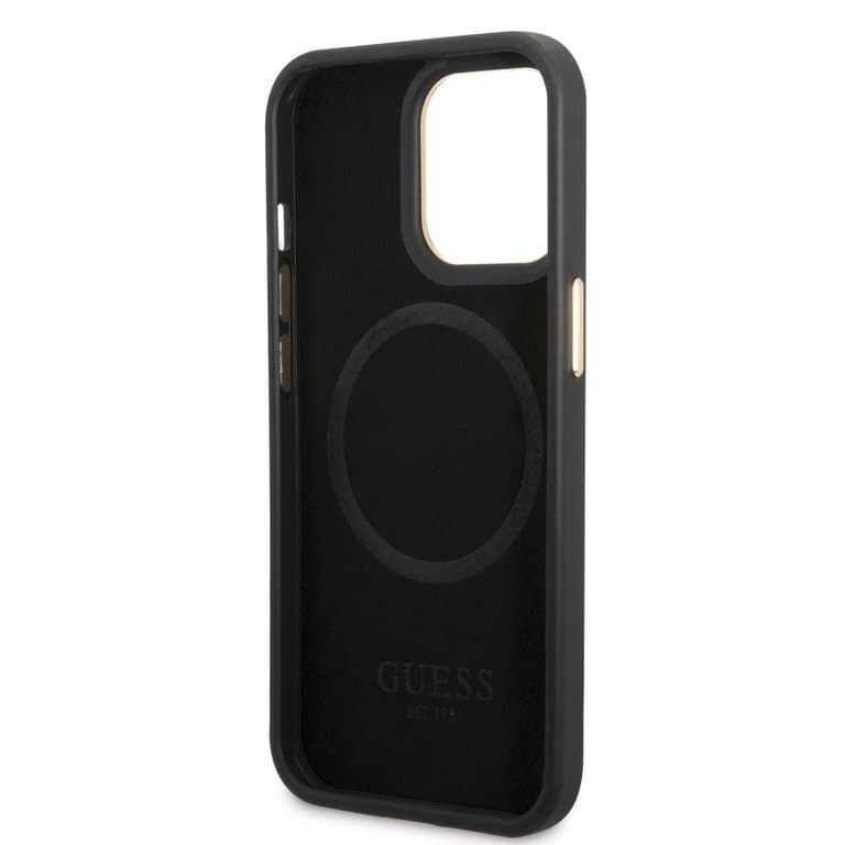 Guess iPhone 14 Pro Max Hardcase Back Cover - 4G - Gold Camera & Buttons - MagSafe Compatible