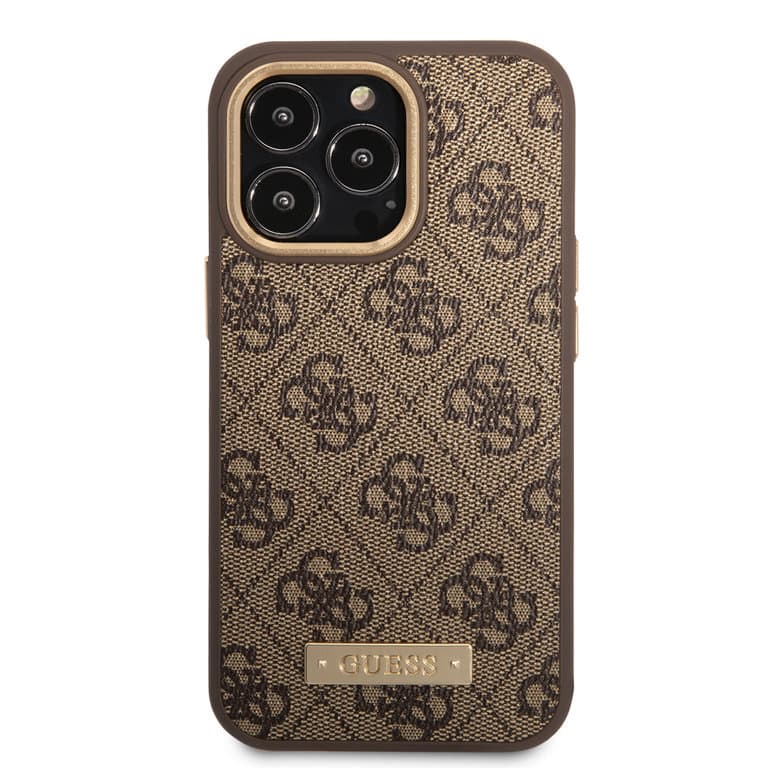 Guess iPhone 14 Pro Max Hardcase Back Cover - 4G - Gold Camera & Buttons - MagSafe Compatible