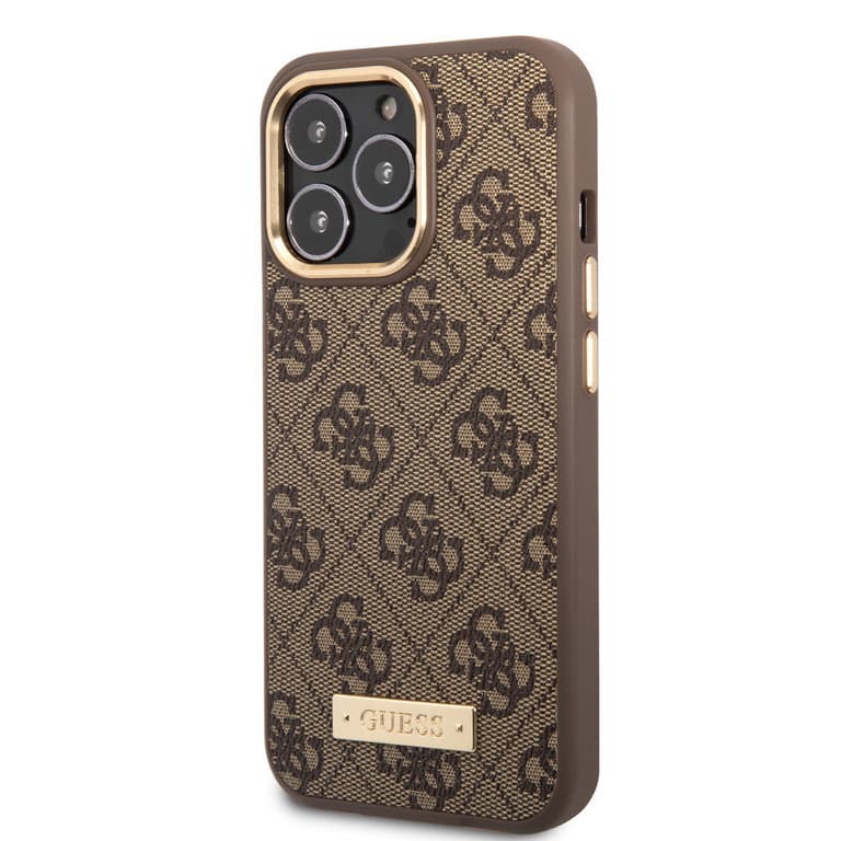 Guess iPhone 14 Pro Max Hardcase Back Cover - 4G - Gold Camera & Buttons - MagSafe Compatible