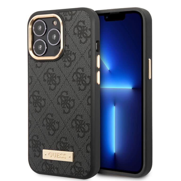 Guess iPhone 14 Pro Max Hardcase Back Cover - 4G - Gold Camera & Buttons - MagSafe Compatible