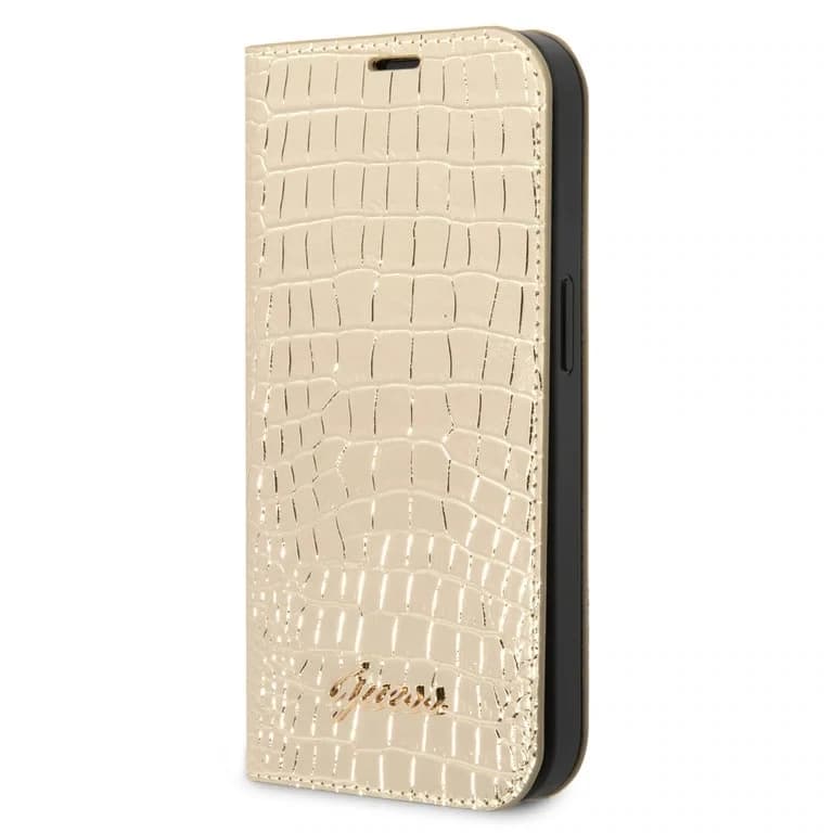 Guess iPhone 14 Pro Max Boektype hoesje - Croco - 3 kaartsleuven
