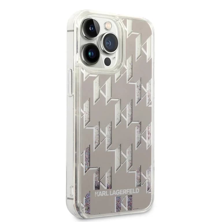 Karl Lagerfeld iPhone 14 Pro Max TPU Achtercover - Vloeibare glitter - Monogram