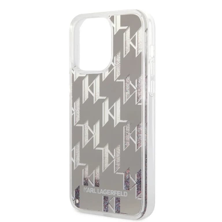 Karl Lagerfeld iPhone 14 Pro Max TPU Achtercover - Vloeibare glitter - Monogram