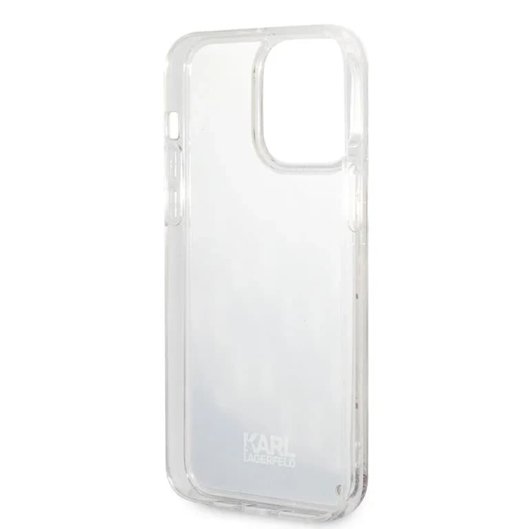 Karl Lagerfeld iPhone 14 Pro Max TPU Achtercover - Vloeibare glitter - Monogram