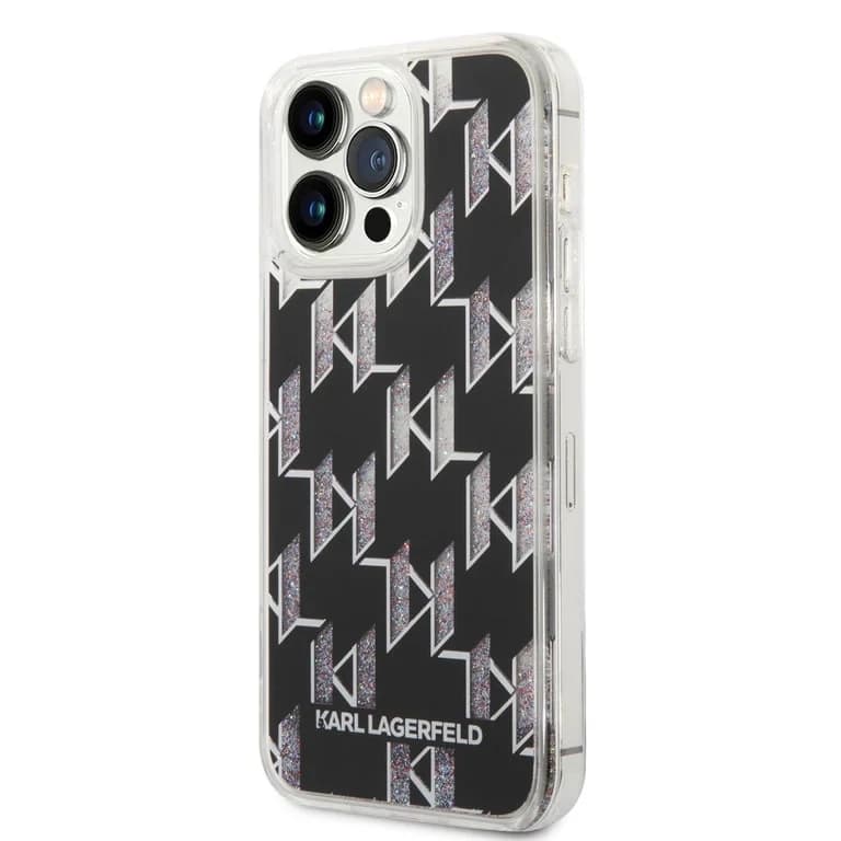 Karl Lagerfeld iPhone 14 Pro Max TPU Achtercover - Vloeibare glitter - Monogram