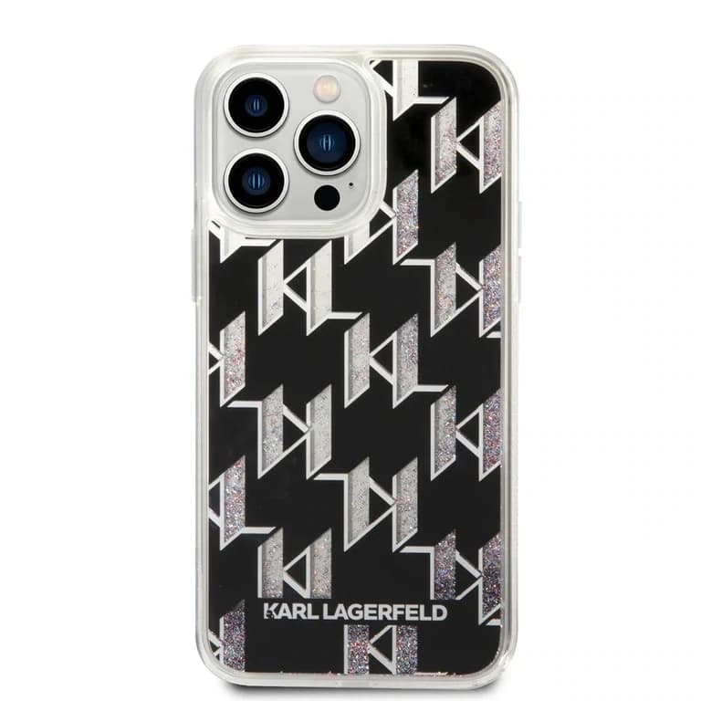 Karl Lagerfeld iPhone 14 Pro Max TPU Achtercover - Vloeibare glitter - Monogram