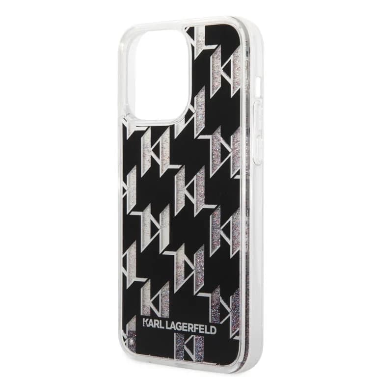 Karl Lagerfeld iPhone 14 Pro Max TPU Achtercover - Vloeibare glitter - Monogram