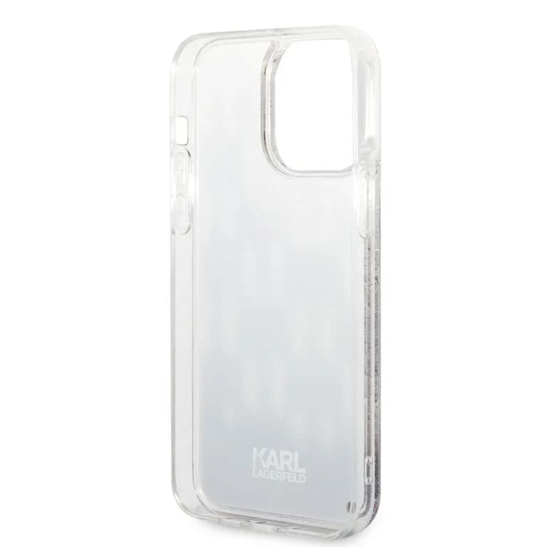 Karl Lagerfeld iPhone 14 Pro Max TPU Achtercover - Vloeibare glitter - Monogram