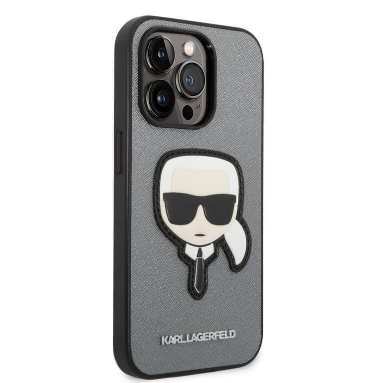 Karl Lagerfeld iPhone 14 Pro Max Achtercover Case - Grijs