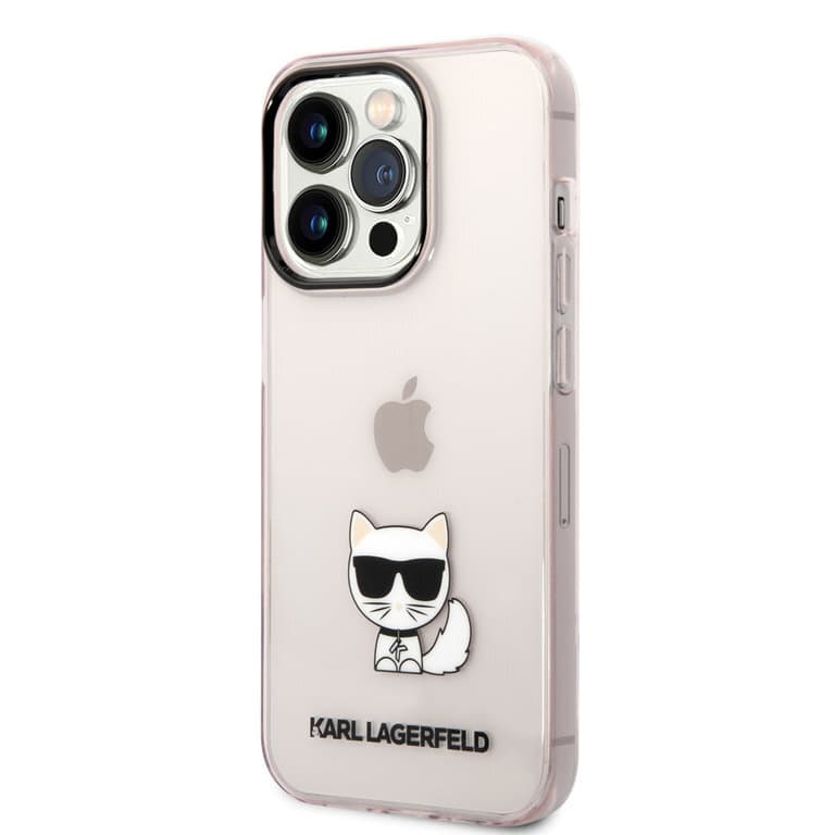 Karl Lagerfeld iPhone 14 Pro Max TPU Backcover Choupette Transparent Pink | Stylish Protection