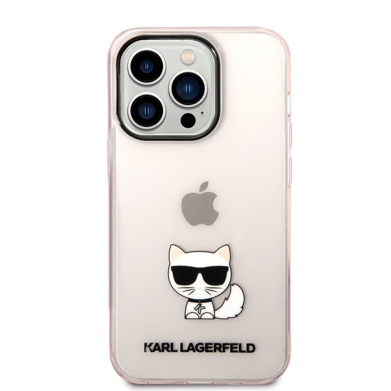 Karl Lagerfeld iPhone 14 Pro Max TPU Backcover Choupette Transparent Pink | Stylish Protection