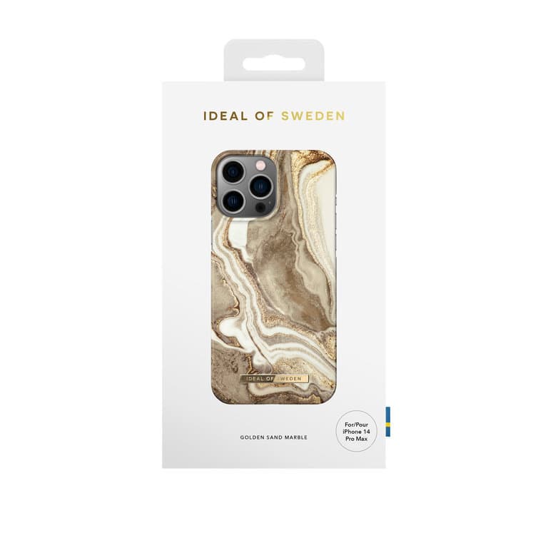 iDeal of Sweden iPhone 14 Pro Max Achtercover - Fashion Case - Goudzandmarmer