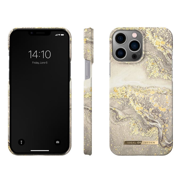 iDeal of Sweden iPhone 14 Pro Max Achtercover - Fashion Case - Sparkle Greige Marmer