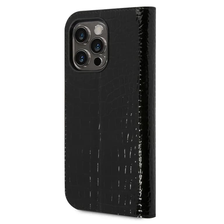 Guess iPhone 14 Pro Booktype hoesje - Croco - 3 kaartsleuven