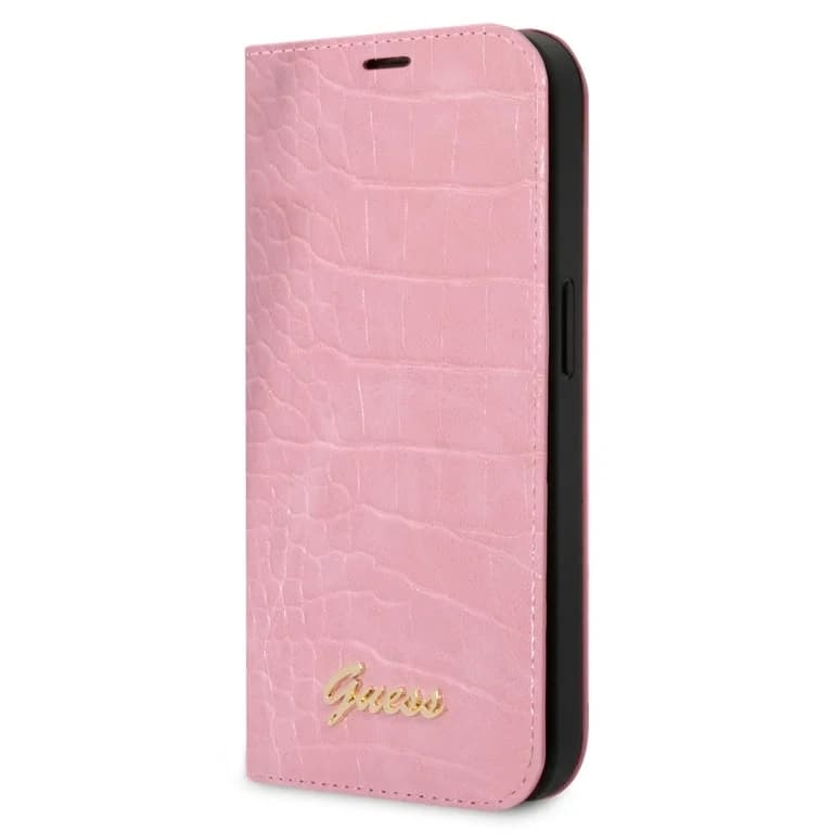 Guess iPhone 14 Pro Booktype hoesje - Croco - 3 kaartsleuven