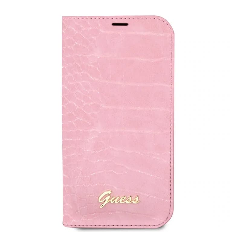 Guess iPhone 14 Pro Booktype hoesje - Croco - 3 kaartsleuven