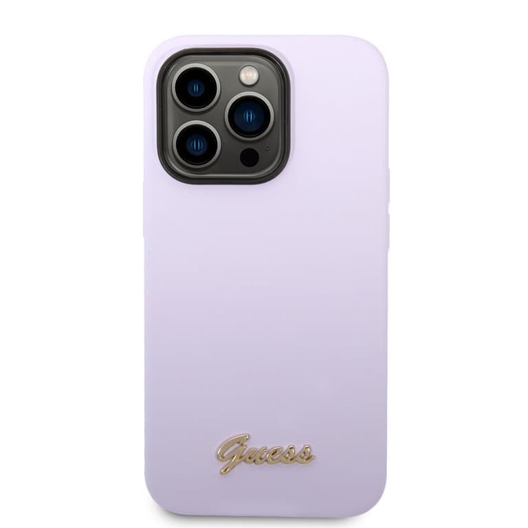 Guess iPhone 14 Pro Siliconen Backcover met Metalen Logo