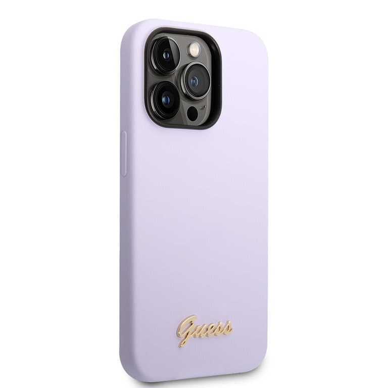 Guess iPhone 14 Pro Siliconen Backcover met Metalen Logo