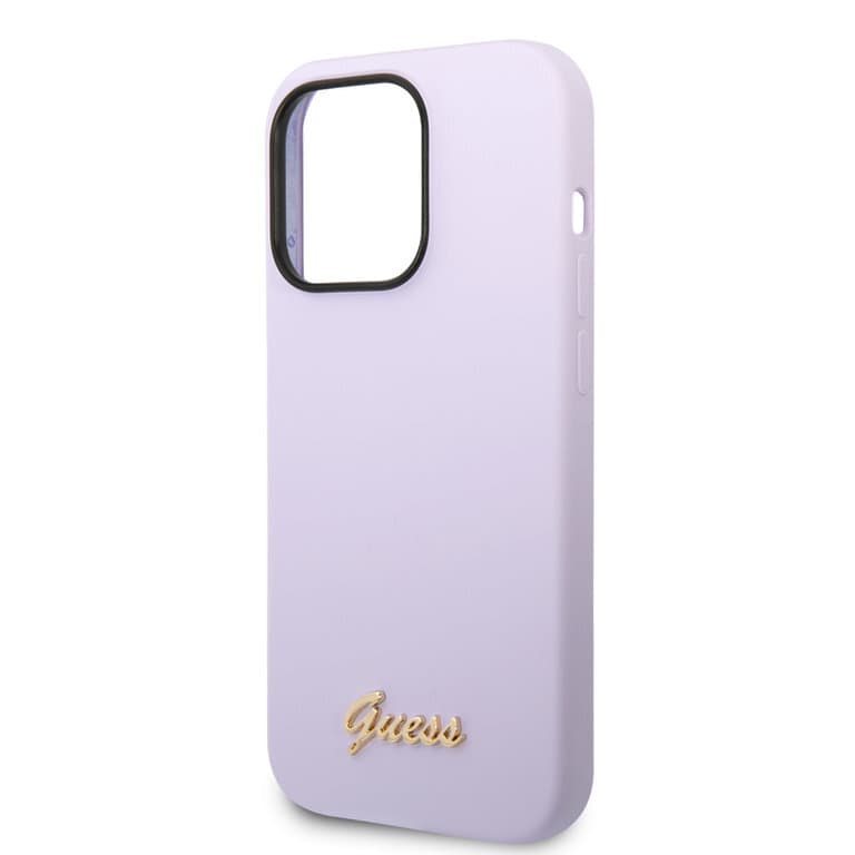 Guess iPhone 14 Pro Siliconen Backcover met Metalen Logo
