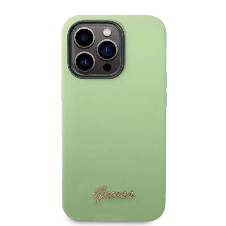 Guess iPhone 14 Pro Siliconen Backcover met Metalen Logo