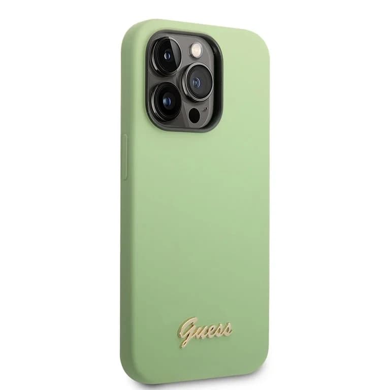Guess iPhone 14 Pro Siliconen Backcover met Metalen Logo