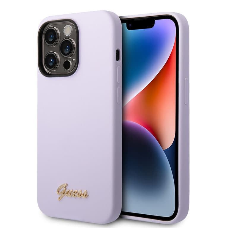 Guess iPhone 14 Pro Siliconen Backcover met Metalen Logo