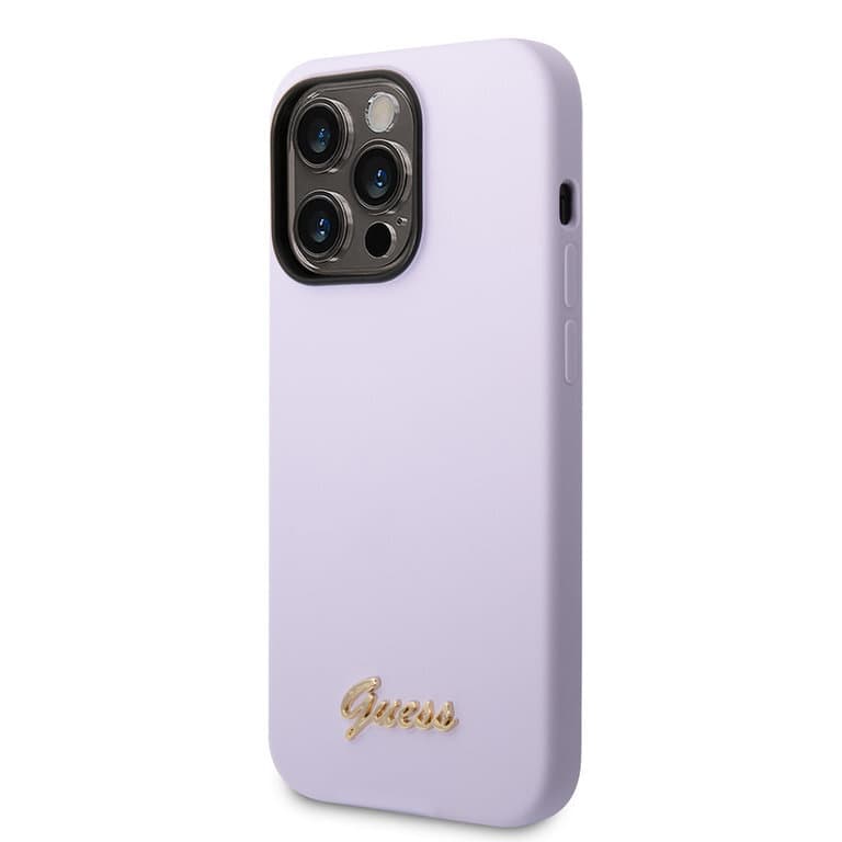 Guess iPhone 14 Pro Siliconen Backcover met Metalen Logo