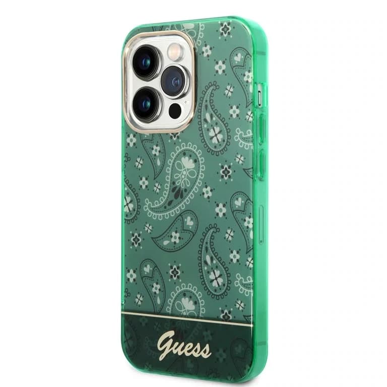 Guess iPhone 14 Pro Hardcase Backcover - Paisley Collectie - Groen