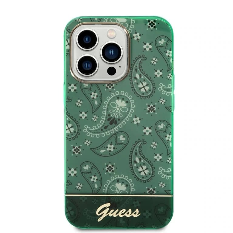 Guess iPhone 14 Pro Hardcase Backcover - Paisley Collectie - Groen