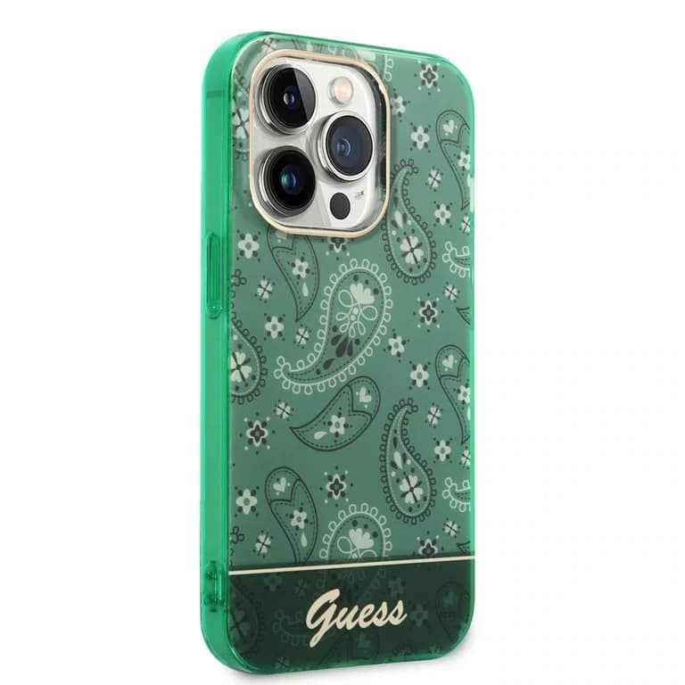 Guess iPhone 14 Pro Hardcase Backcover - Paisley Collectie - Groen