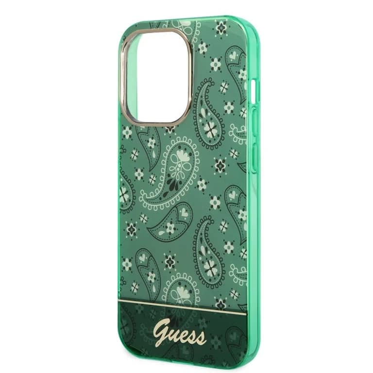 Guess iPhone 14 Pro Hardcase Backcover - Paisley Collectie - Groen