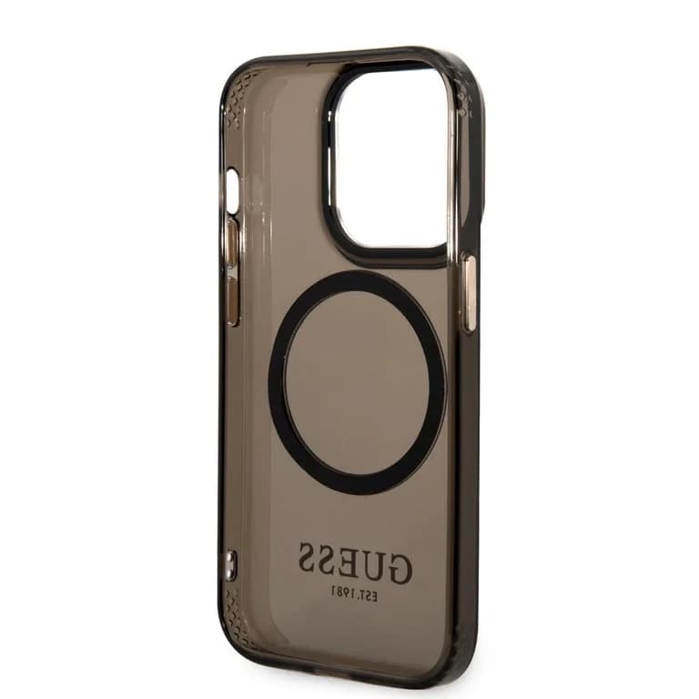 Guess iPhone 14 Pro Hardcase Achtercover - Gouden Knoppen & Camera - Magsafe Compatibel - Doorschijnend