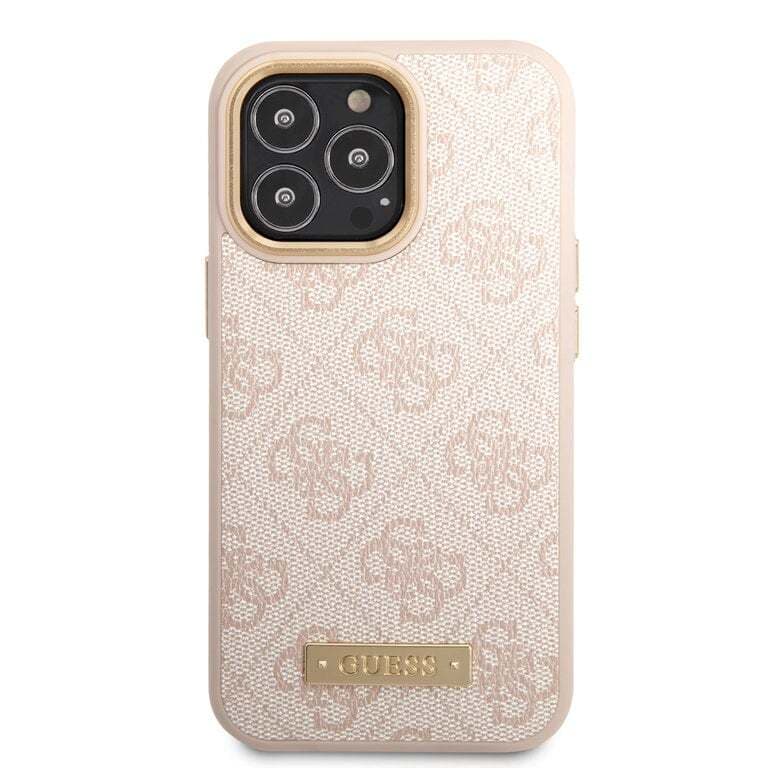Guess iPhone 14 Pro Hardcase Backcover - 4G - Gouden Camera & Knoppen - MagSafe Compatibel - Roze