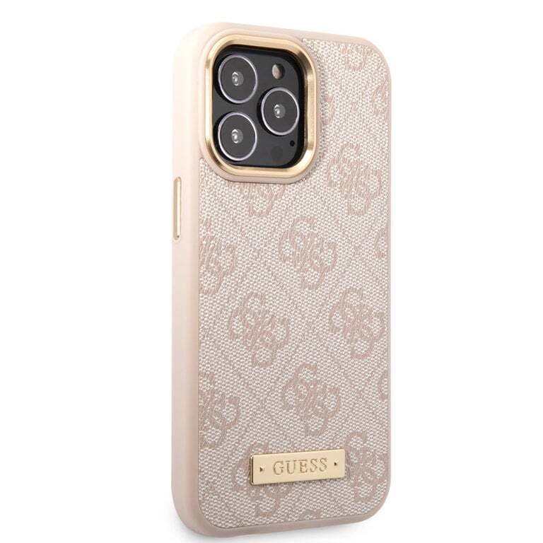 Guess iPhone 14 Pro Hardcase Backcover - 4G - Gouden Camera & Knoppen - MagSafe Compatibel - Roze