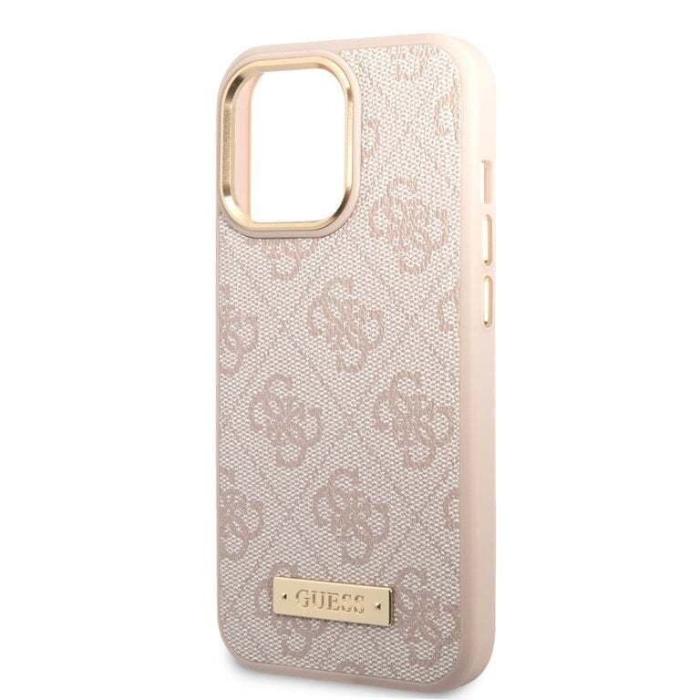 Guess iPhone 14 Pro Hardcase Backcover - 4G - Gouden Camera & Knoppen - MagSafe Compatibel - Roze