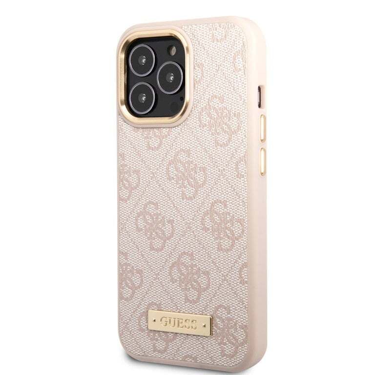 Guess iPhone 14 Pro Hardcase Backcover - 4G - Gouden Camera & Knoppen - MagSafe Compatibel - Roze