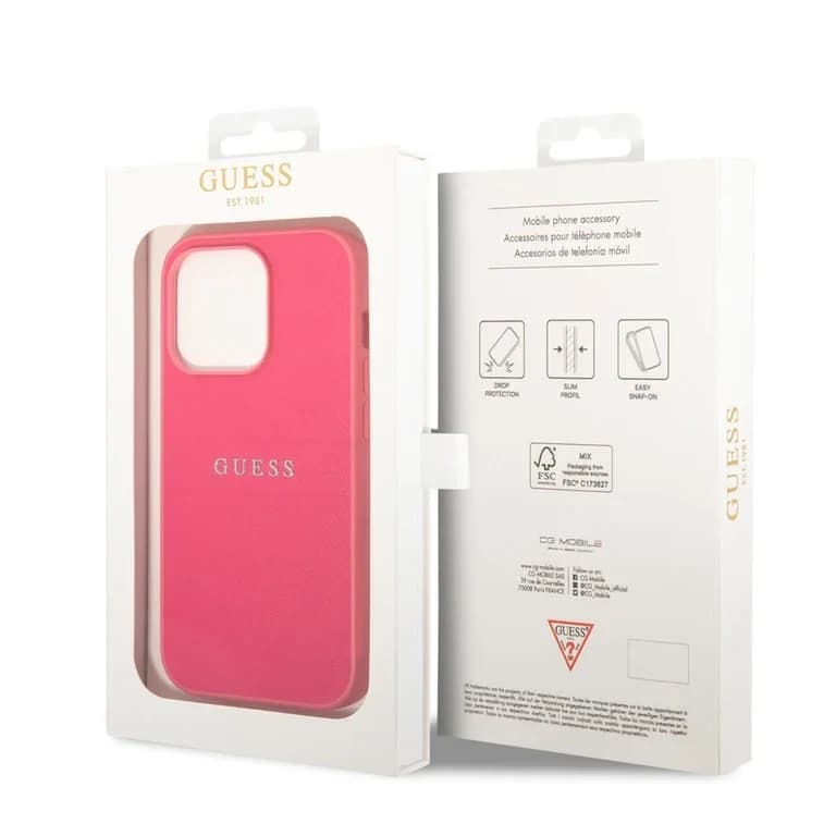 Guess iPhone 14 Pro Hardcase Achtercover - Saffiano