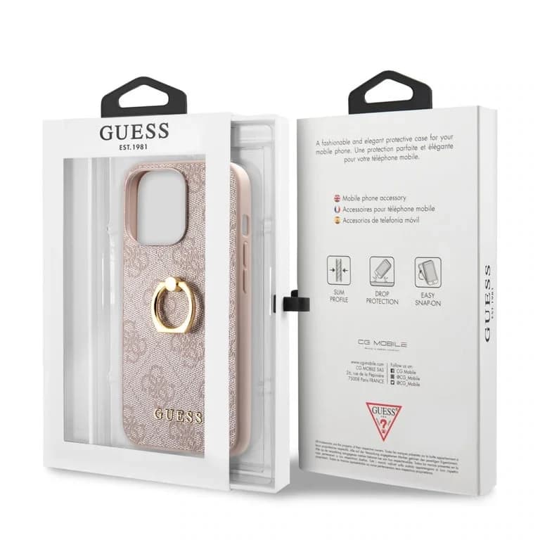 Guess iPhone 14 Pro Hardcase Backcover - 4G - With Ring Holder - Pink