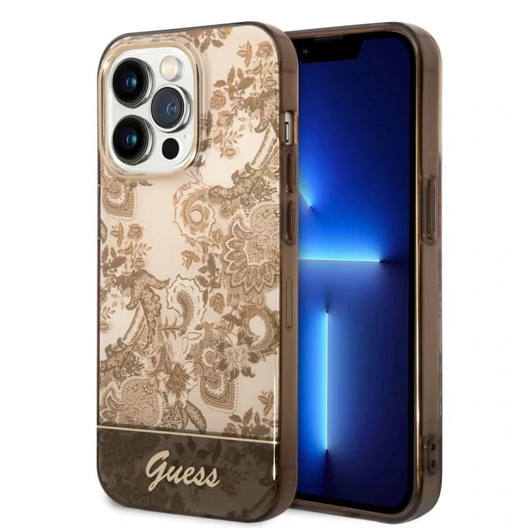 Guess iPhone 14 Pro Hardcase Backcover - Porselein Collectie