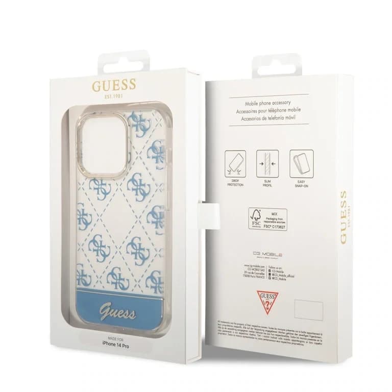 Guess iPhone 14 Pro Hardcase Achtercover - 4G Patroonscript
