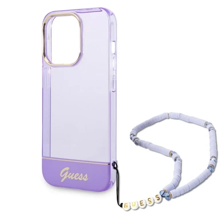 Guess iPhone 14 Pro Hardcase Backcover - Transparent - with Strap