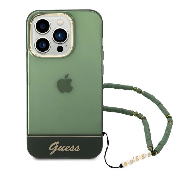 Guess iPhone 14 Pro Hardcase Backcover - Transparent - with Strap
